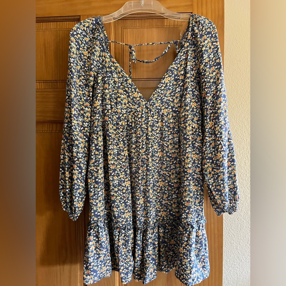 Sky and Sparrow Blue Floral Mini Dress